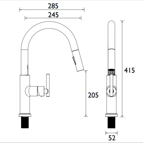 Bristan Jule Sink Mixer with pull-out extending hose and Eco Start JU PULLSNK C